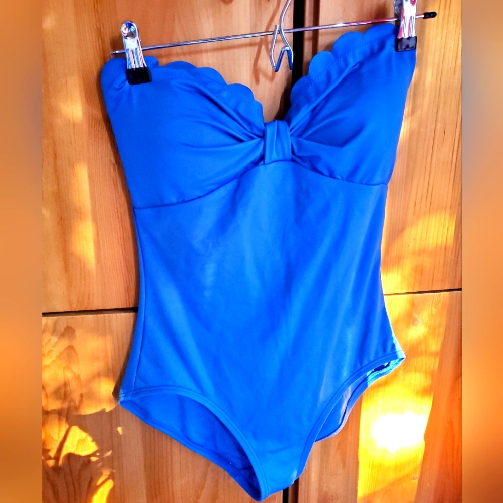 Kate Spade New York Blue Pinup Style One Piece Swimsuit Size Medium